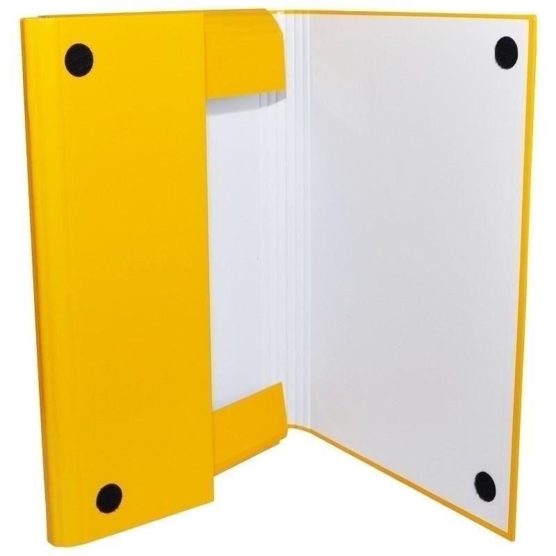 Mapa din carton solid cu burduf 40 mm și închidere cu arici, galben.