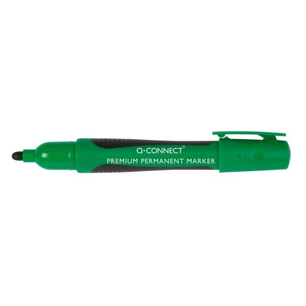 Marker Q-CONNECT Premium verde, permanent, vârf rotund, scriere de 2-3 mm.