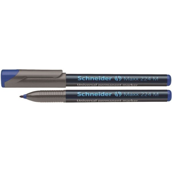Marker Schneider 224 albastru, permanent, tip M, cu scriere de 1 mm.