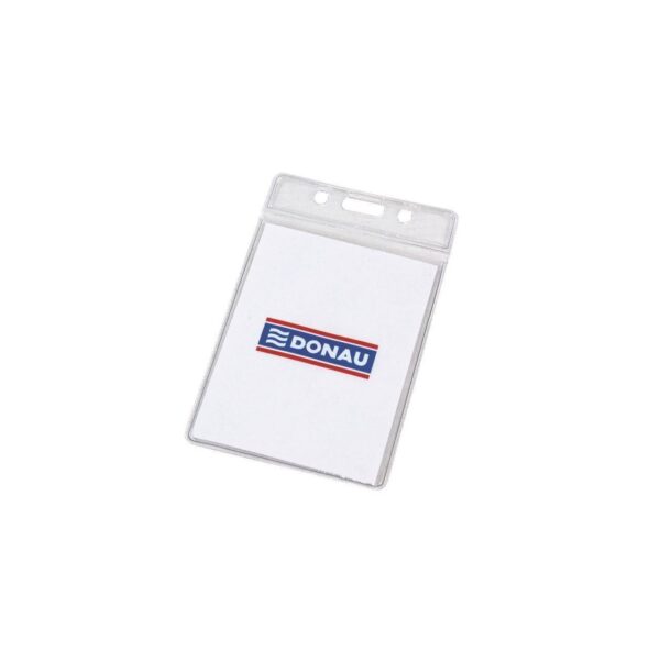 Port card vertical DONAU, PVC transparent, ideal pentru carduri și ecusoane.