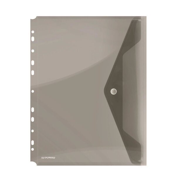 Mapă A4 fumurie cu capsă și perforații, 200 microni – practică și discretă.