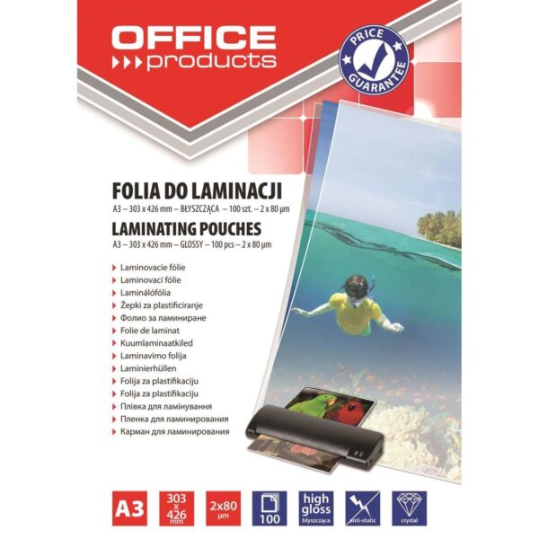 Folii laminare OFFICE Products, A3, 2 x 80 microni, 100 buc/top