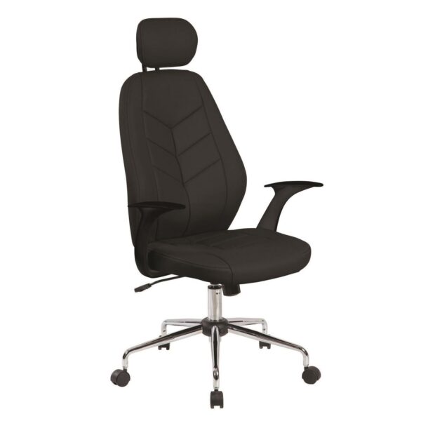 Scaun ergonomic negru din piele eco, ideal pentru birou.