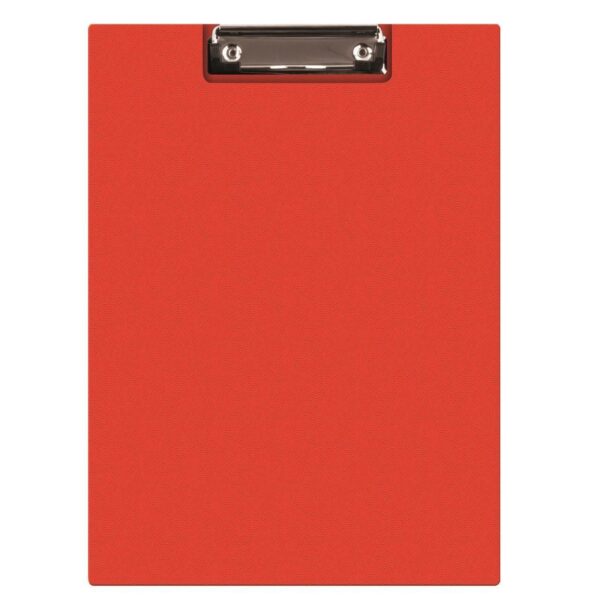 Clipboard dublu A5 Q-CONNECT roșu, cu buzunar și clip metalic.
