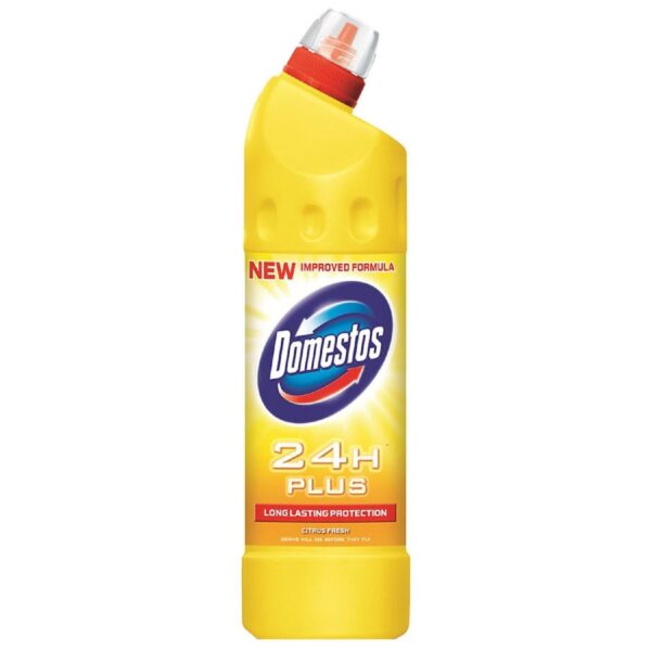 Dezinfectant gel Domestos 750 ml, cu parfum de citrus, pentru o curățenie impecabilă.
