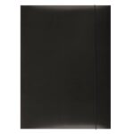 Mapă neagră din carton 300 gsm, cu elastic vertical pentru închidere sigură.