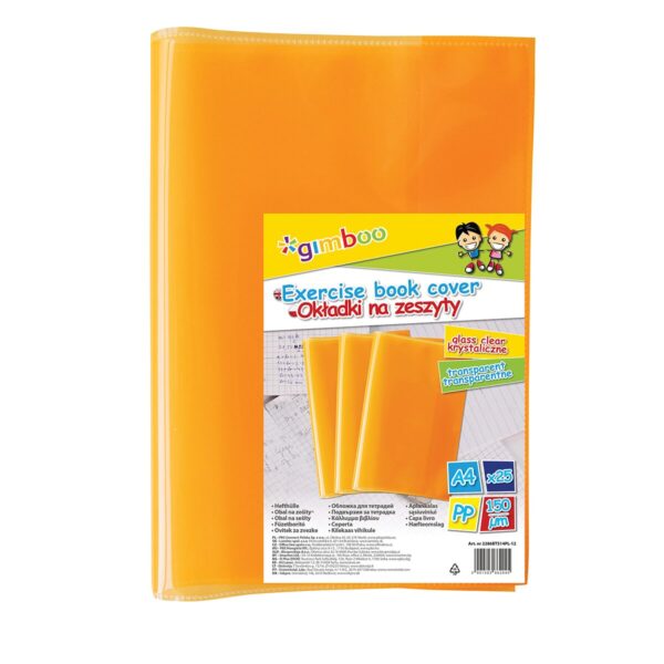 Copertă plastic Gimboo A4, portocalie, pentru protecția documentelor tale.