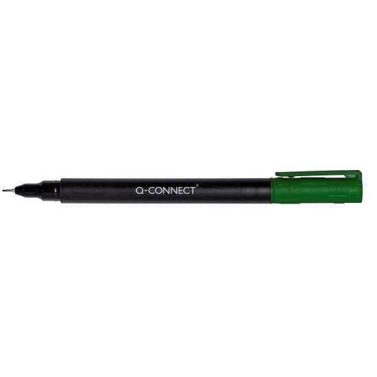 Marker permanent Q-CONNECT, tip S, scriere 0.4 mm, verde, pentru detalii precise și marcaje clare pe suprafețe diverse.
