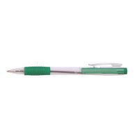 Pix OFFICE Products, corp transparent cu grip, 0.5mm, scriere verde, ideal pentru birou și școală.