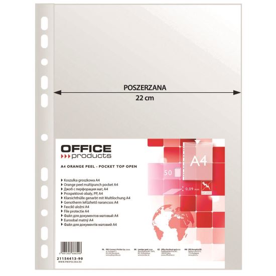Folii protecție OFFICE Products Extra Large, A4, coajă de portocală, 90 microni, 50 file/set