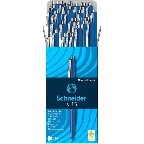 Pachet 50 pixuri Schneider K15, albastru, cu mecanism.